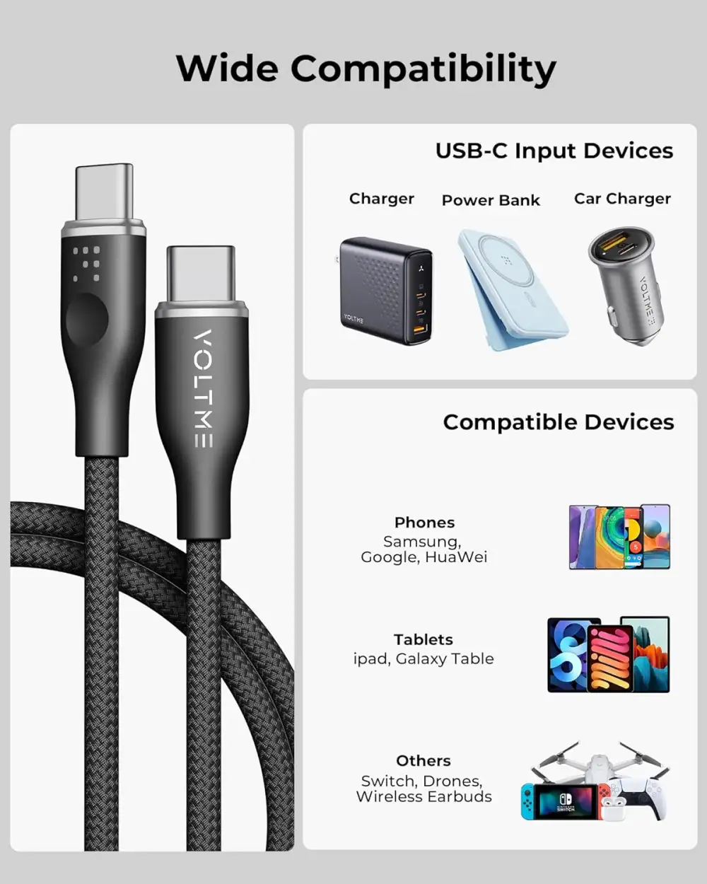 VOLTME Rugg Series 3A USB-C Cable