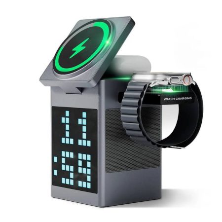 Valdus Pixel Dock 5-in-1 Wireless Charger with Speaker and Clock