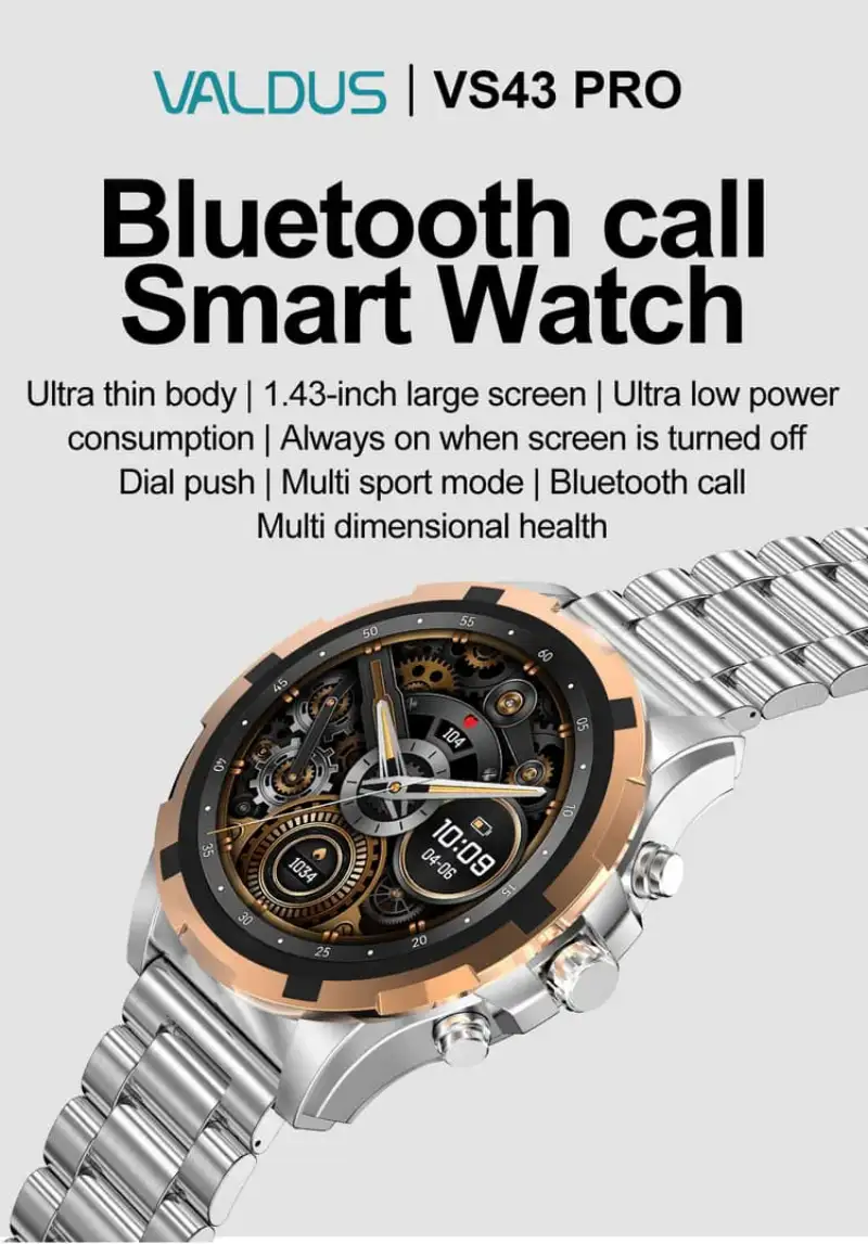 Valdus VS43 Pro smartwatch with vibrant HD display