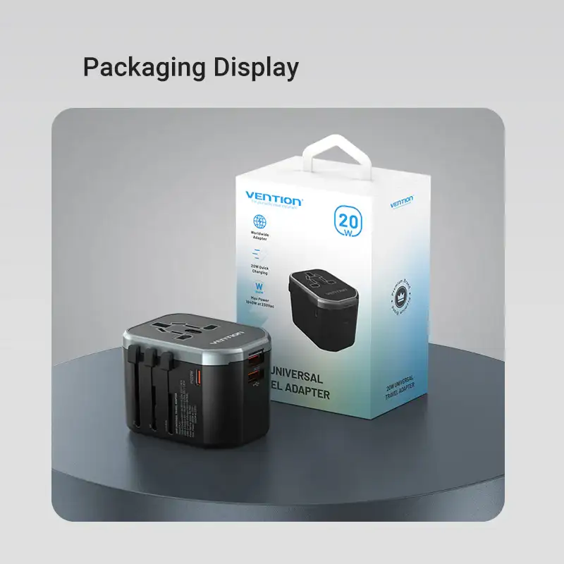 Vention FJCB0 3-Port USB 20W Universal Travel Adapter