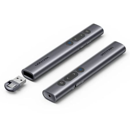 Vention KQIH0 Wireless PowerPoint Presentation Clicker with Red Laser Pointer, Gray