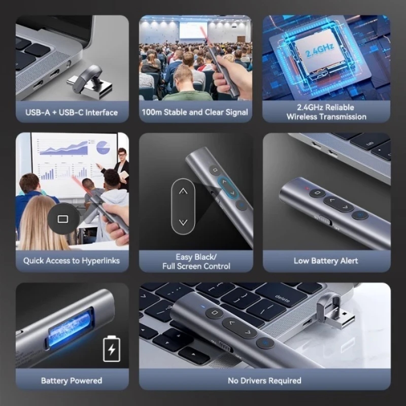 Vention Wireless Presentation Clicker with Red Laser Pointer