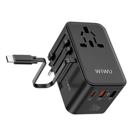WiWU 70W GaN Charger Universal Adapter with Built-in Type-C Cable (Wi-UA004)