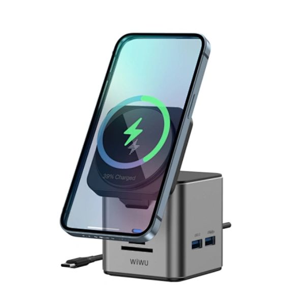 WiWU Wi-W025 9 in 1 Multi Ports Docking Station With Magsafe Wireless Charger