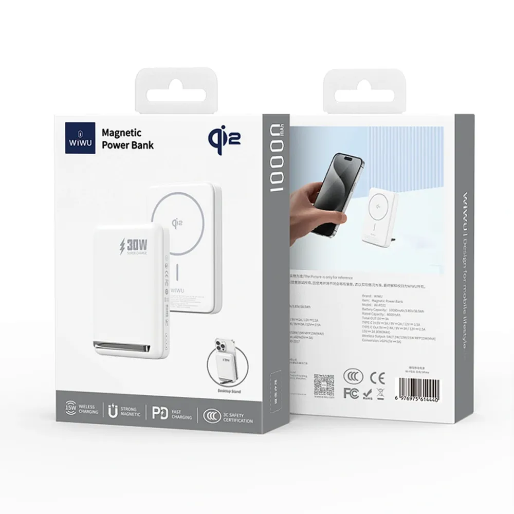 WiWU P031 IQ2 30W 10000mAh Wireless Power Bank with Portable Stand