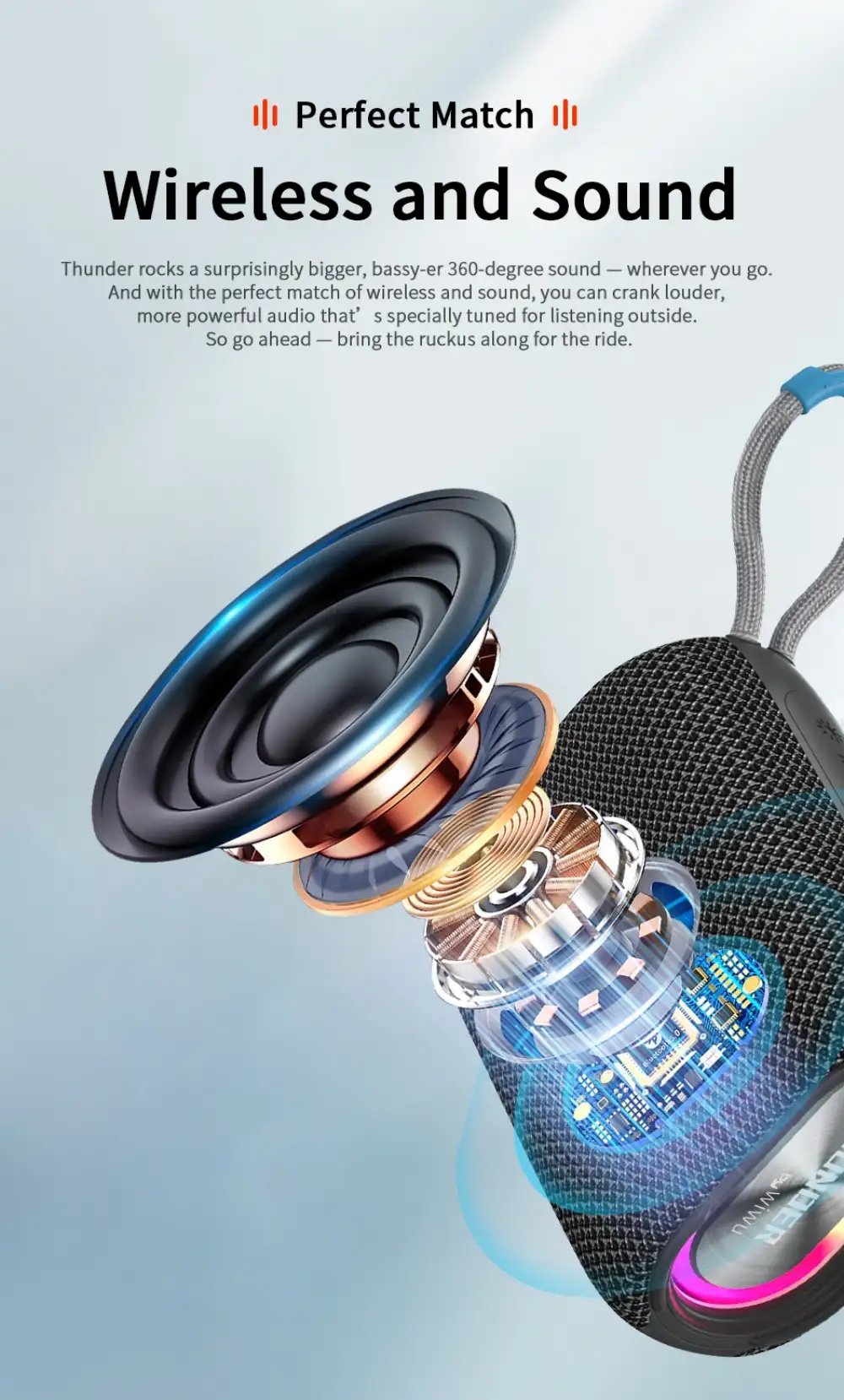Portable Bluetooth speaker for powerful clear audio