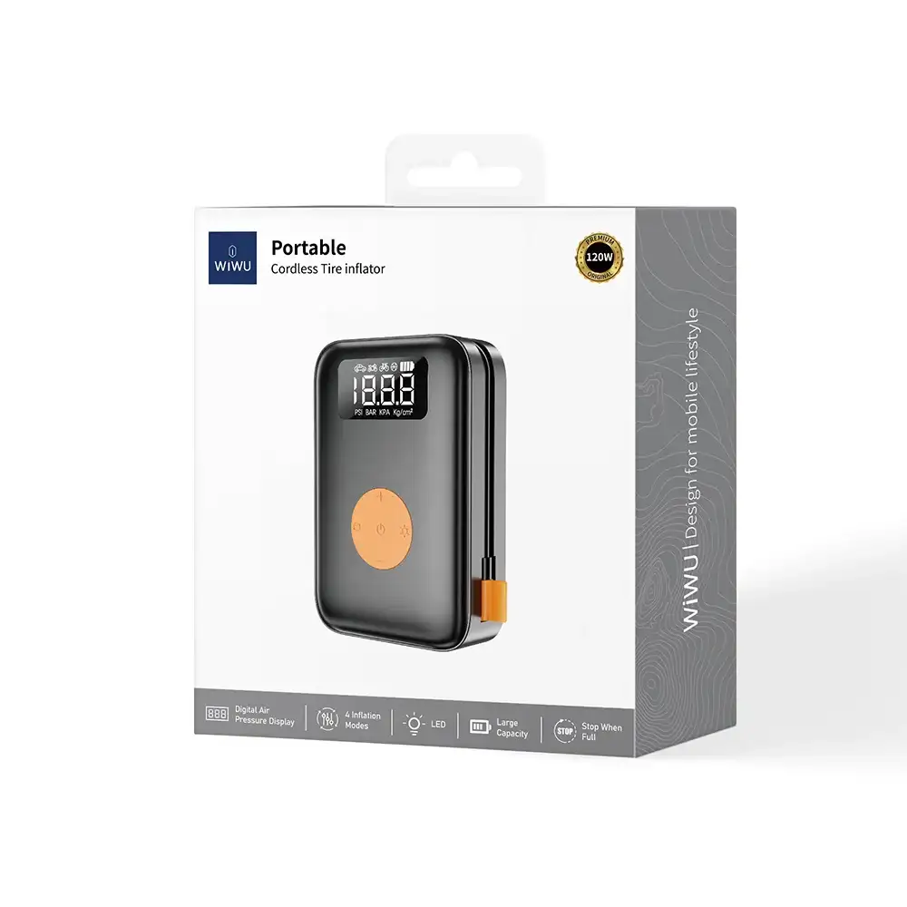 WiWU WI-AI003 portable cordless tire inflator with gauge