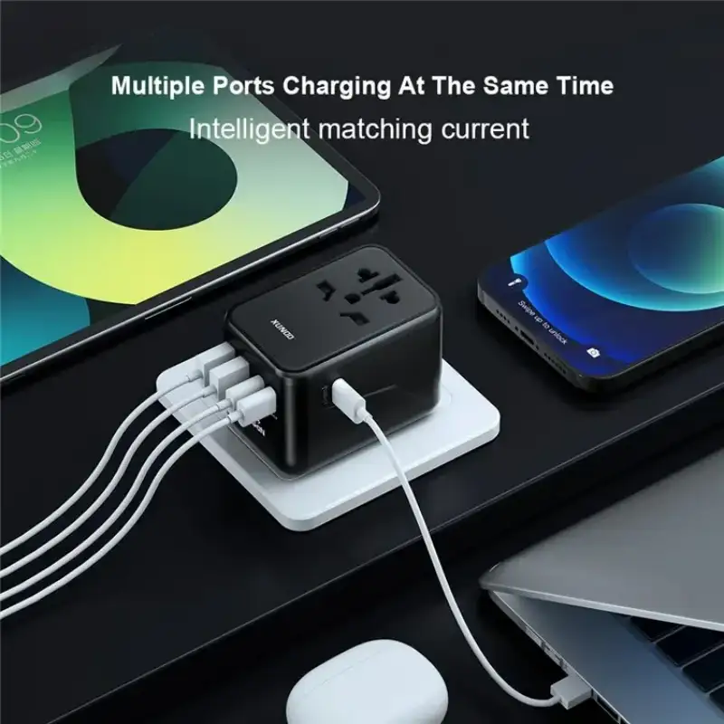 XUNDD XDCH-072 65W 5 USB Ports Universal Travel Adapter (Black)