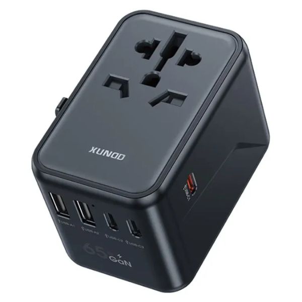 XUNDD XDCH-072 65W 5 USB Ports Universal Travel Adapter (Black)