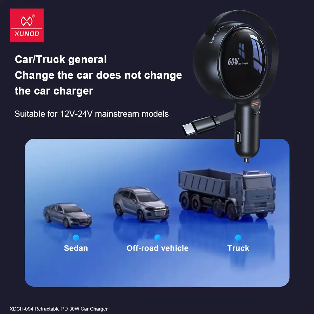 XUNDD XDCH-094 Retractable PD 30W Car Charger
