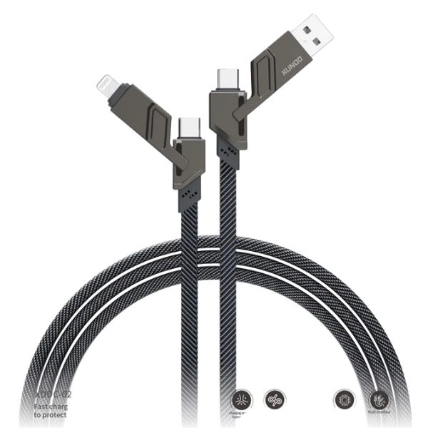 XUNDD XDDC-027 USB+Type-C+Lightning+Micro USB Charging Cable -1.5m (Gray)