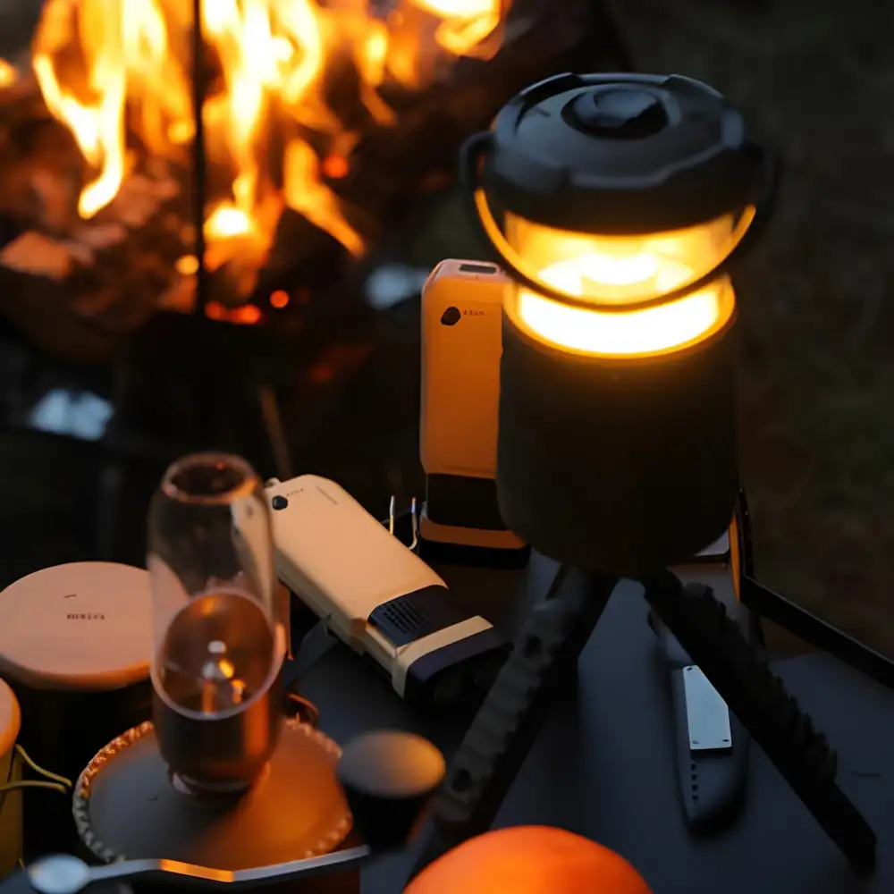 A lifestyle image of the P6 in use during a camping evening