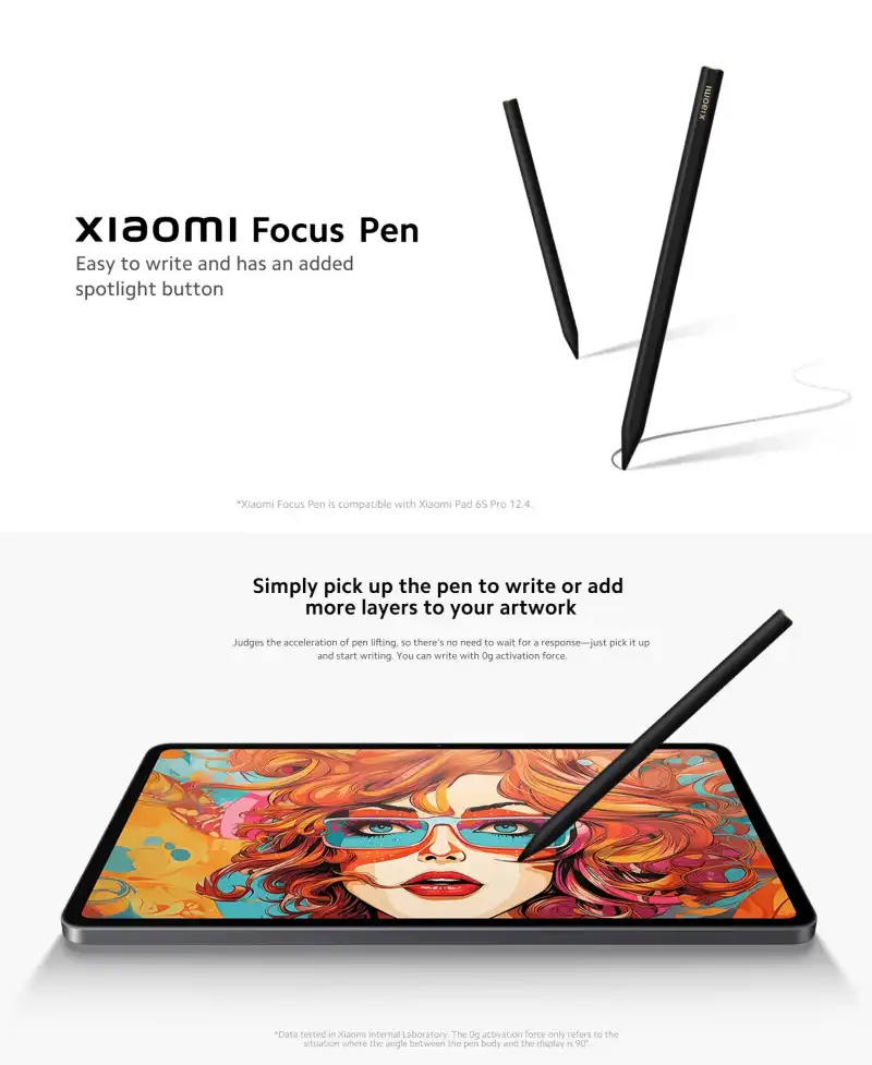 Xiaomi Focus Stylus Pen compatible with Xiaomi Pad 7, 7 Pro, 6S Pro, and 6 Max