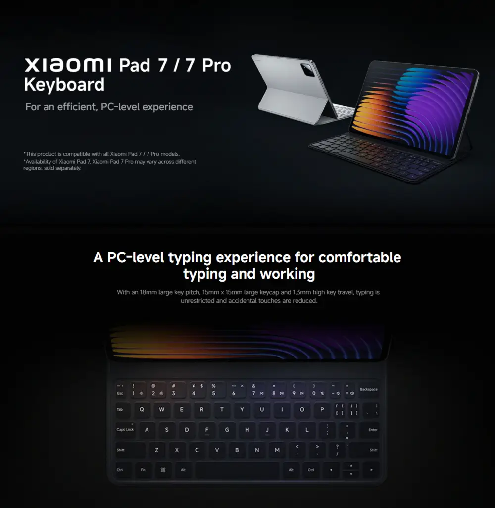 Xiaomi Pad 7 and Pad 7 Pro tablet case with keyboard