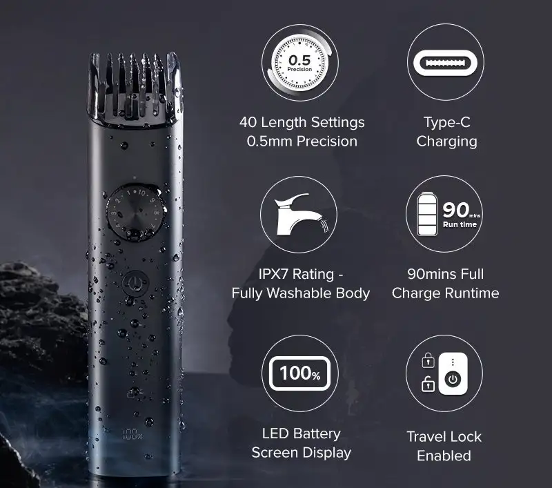 Xiaomi Mi Beard Trimmer IPX7 Waterproof for Men - Washable Feature