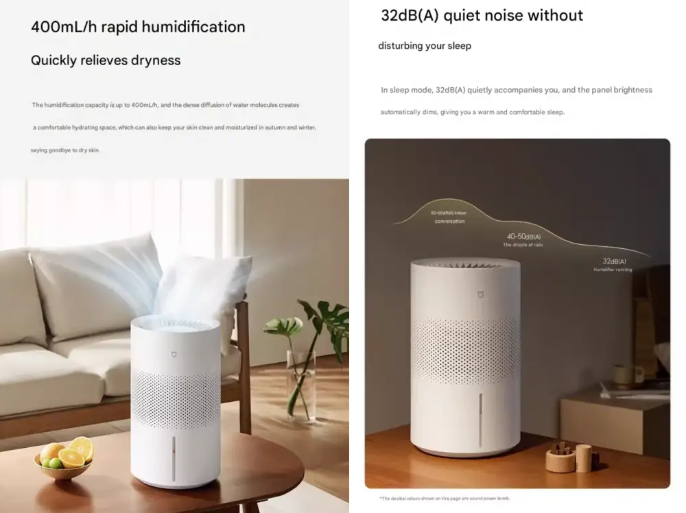 Xiaomi Mijia Fogless Air Humidifier 3 top and interior view