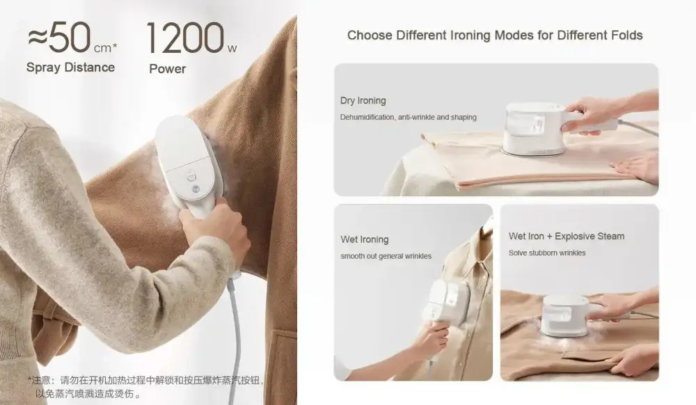 Xiaomi Mijia Handheld 30kPa Steam Iron Mite Removal for Clothes