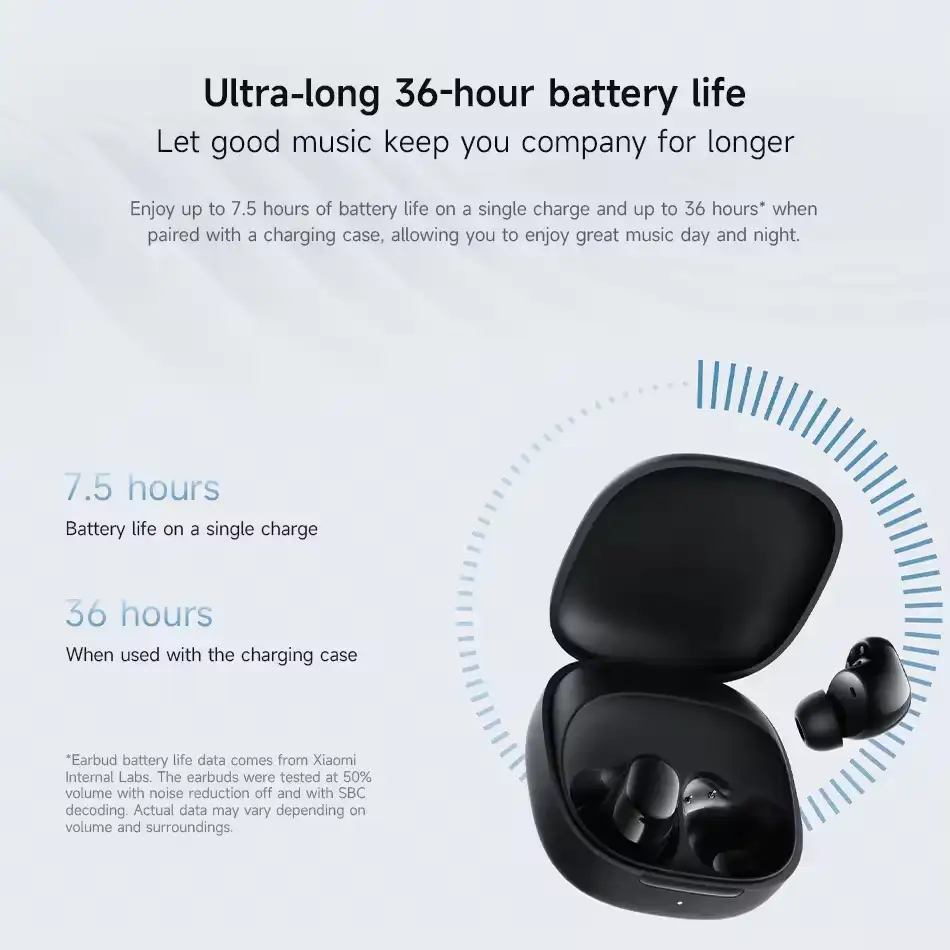 Xiaomi Redmi Buds 6 Play Black 36 Hours Battery Life Earbuds Xiaomi Redmi Buds 6 Play Black Earbuds with 36 Hours Battery Life and Charging Case