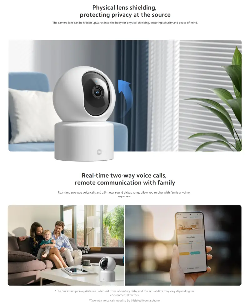 Xiaomi Smart Camera C301 with 2K resolution and infrared night vision for home security