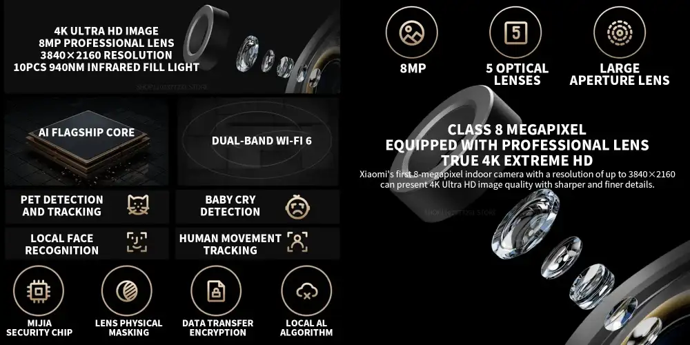 Xiaomi Smart Camera C700 4K features AI tracking 8MP lens dual band WiFi 6 infrared night vision security camera