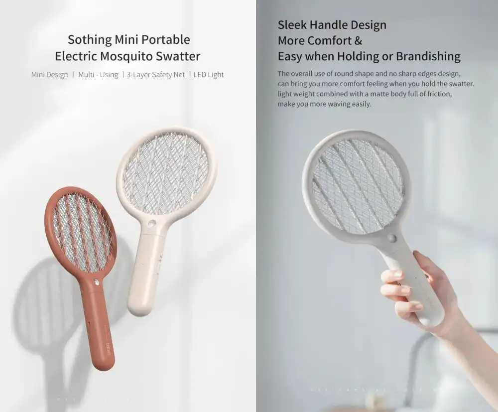 Xiaomi Sothing Mini Electric Mosquito Swatter rechargeable bug zapper portable mosquito killer with LED light