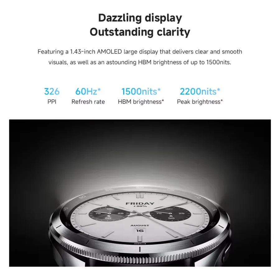 Xiaomi Watch S4 HyperOS Smartwatch displaying heart rate and SpO2 monitor