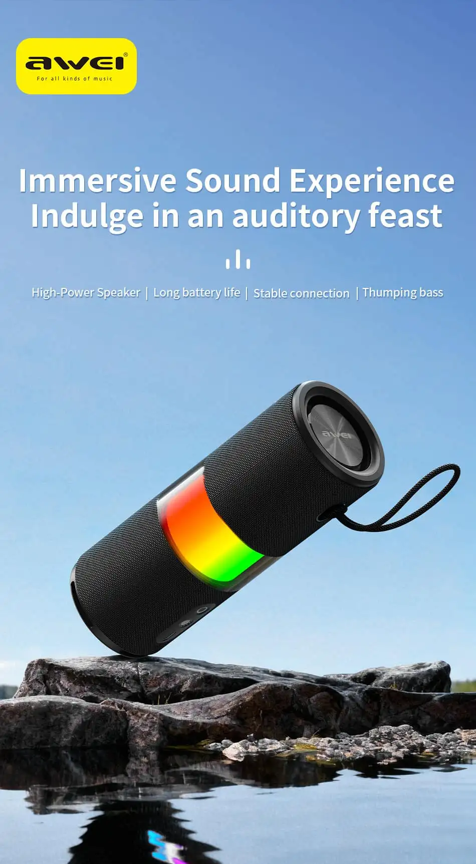 Y669 Lite IPX6 waterproof Bluetooth speaker with RGB lights