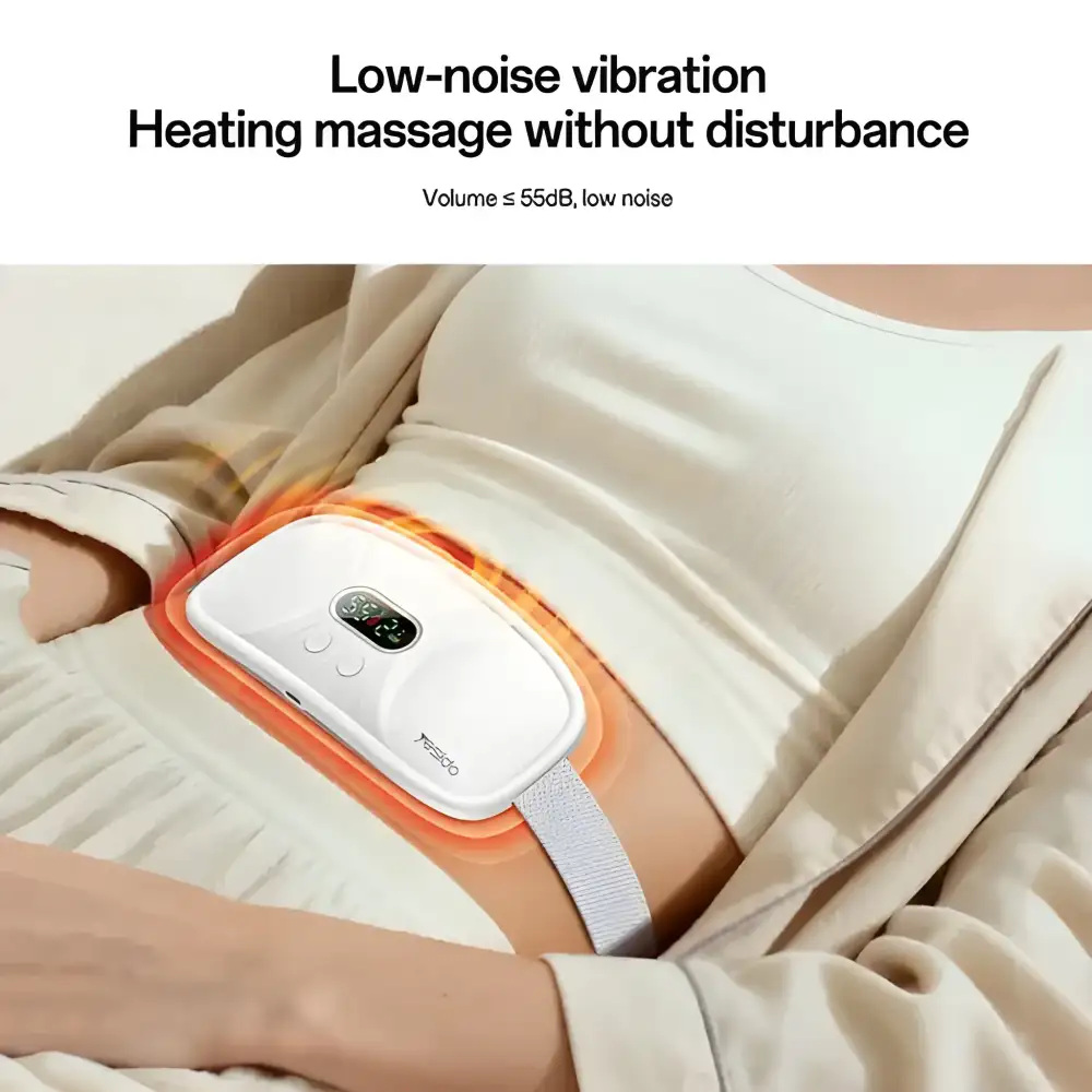 A lifestyle image showing the heating pad wrapped comfortably