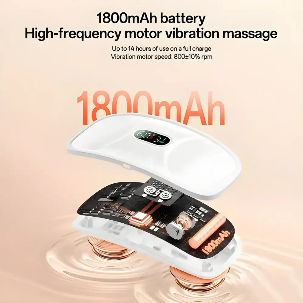 A close-up angle focusing on the adjustable warmth controller and USB connection