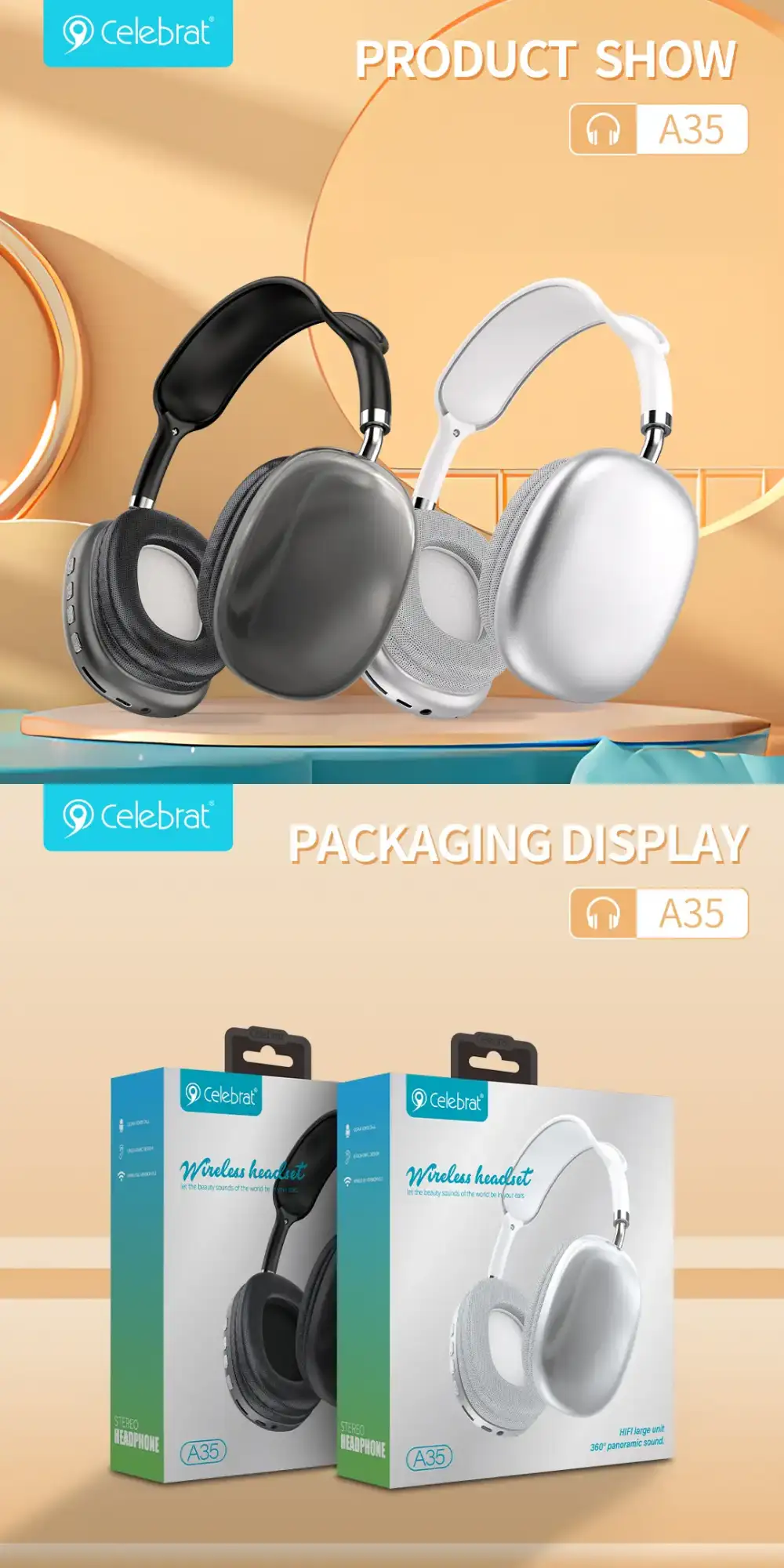 Yison Celebrat A35 360°Panoramic Sound Wireless Headphone