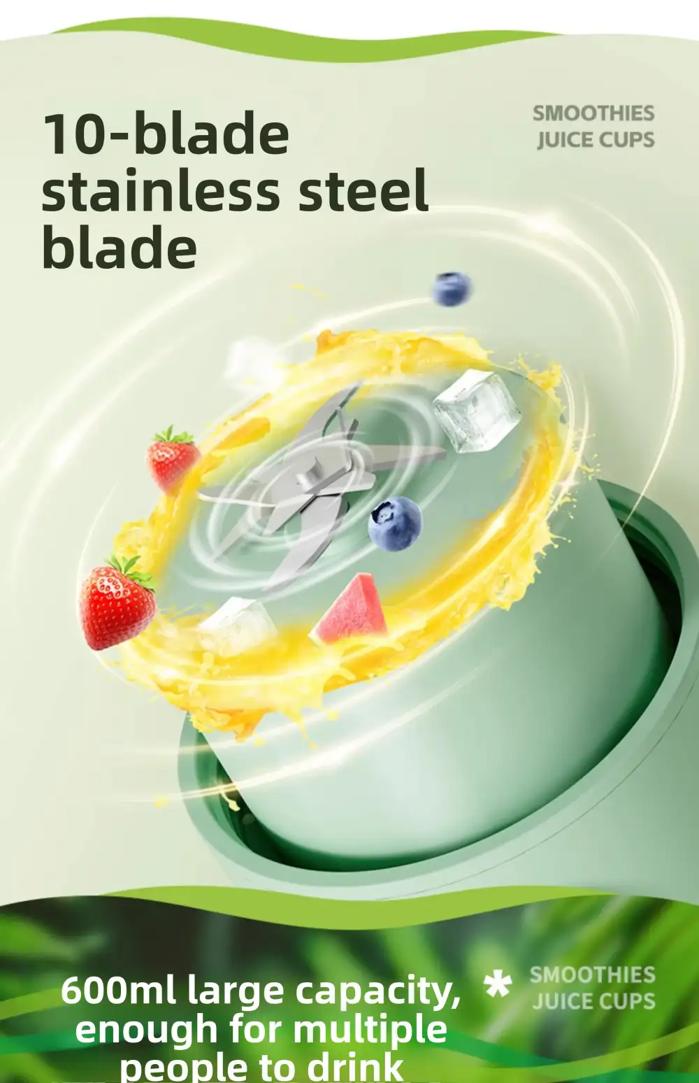 A close-up angle focusing on the USB charging port and detachable blades,