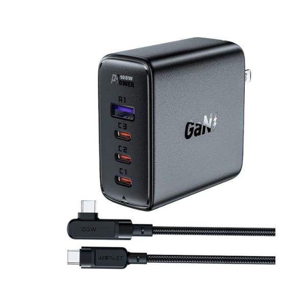 Acefast A39 PD100W GaN Charger (3xUSB-C + USB-A) US (With Cable)