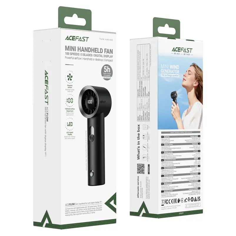 ACEFAST YF1 USB rechargeable hand fan for travel cooling