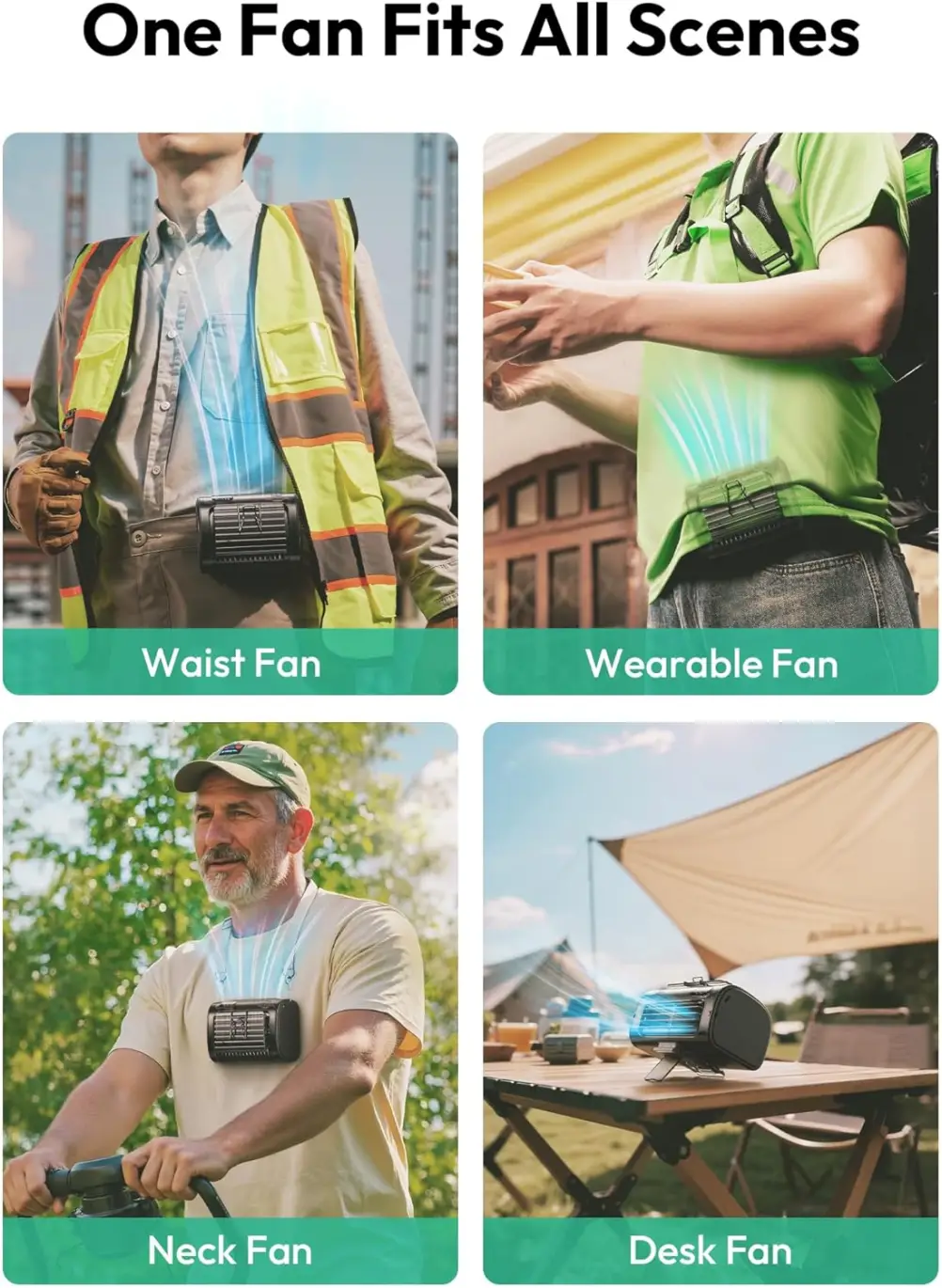 Aecooly UH01-A portable waist fan for outdoor cooling