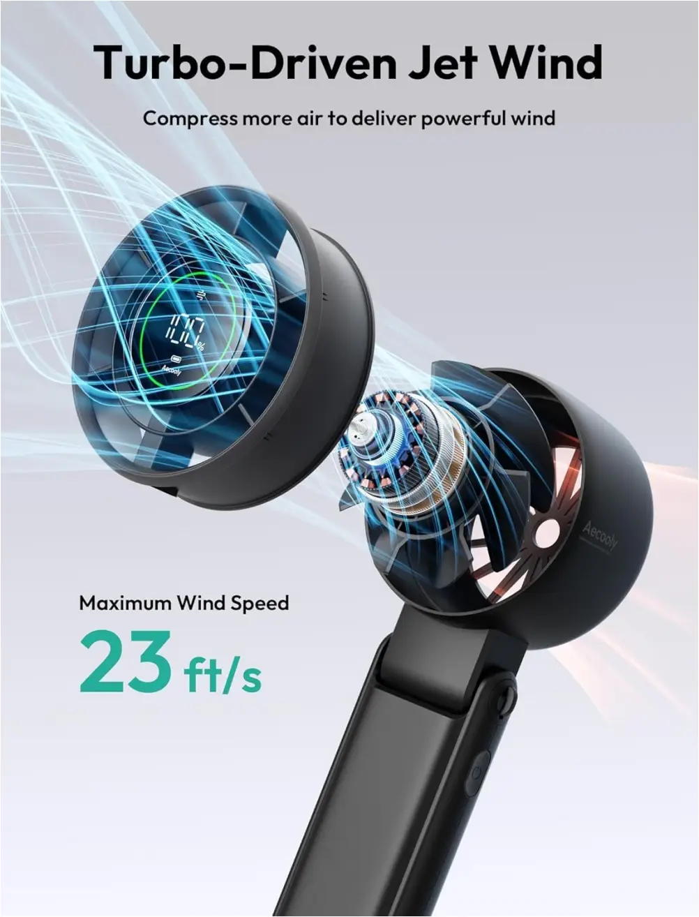 Aecooly Halo 02 mini rechargeable fan compact portable design