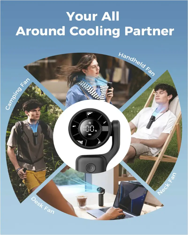 Aecooly AirGimbal portable handheld fan for travel use