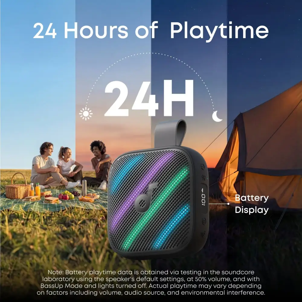 Soundcore Boom Go 3i speaker side profile portable outdoor speaker