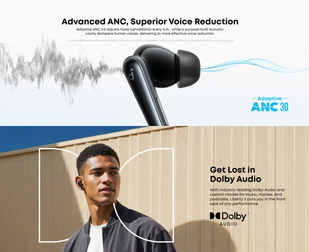 Anker Soundcore Liberty 5 Black Noise Cancelling Earbuds with Charging Case