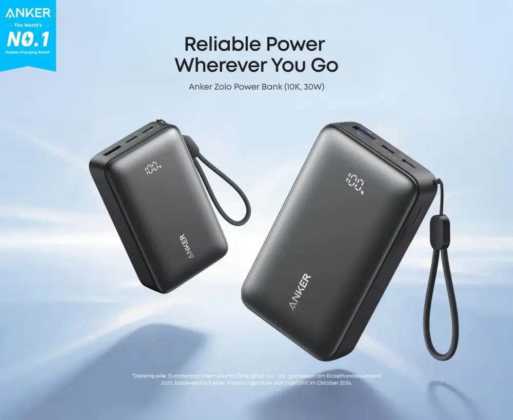 Anker Zolo 10000mAh 30W Power Bank A110JH11 with Carry Strap