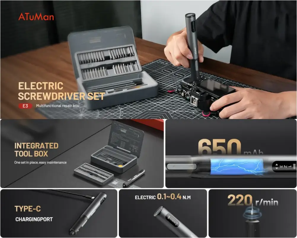 ATuMan E3 precision screwdriver set compact tool design