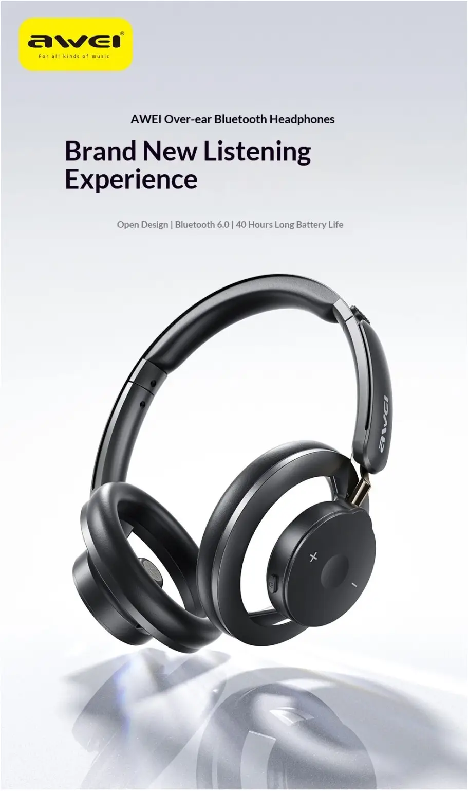 Awei AT33 overhead bluetooth headphones comfortable design