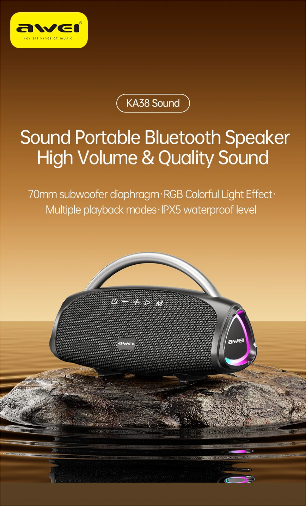 Awei KA38 bass wireless speaker powerful sound performance