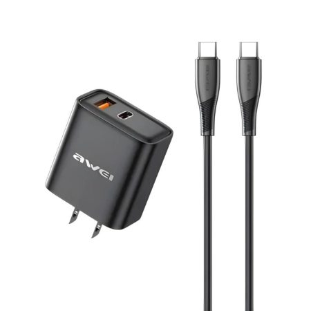 AWEI PD81C US Dual Port Fast Charger 22.5W USB + 20W Type C Wall Adapter