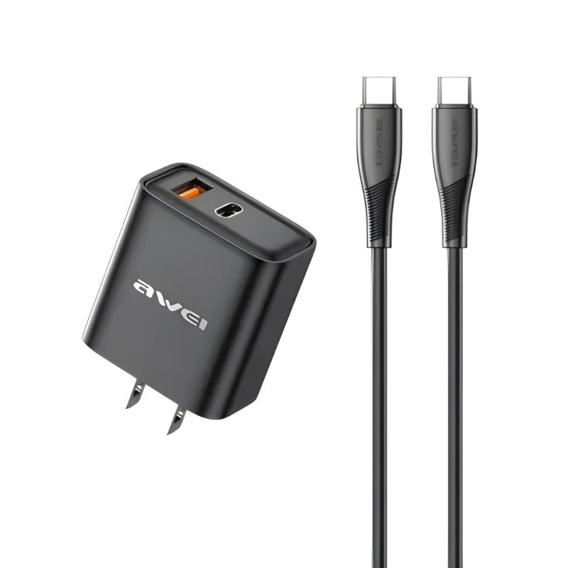 AWEI PD81C US Dual Port Fast Charger 22.5W USB + 20W Type C Wall Adapter