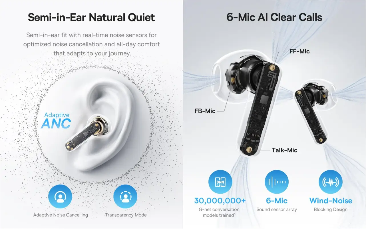 Baseus BS1 NC TWS earbuds with charging case
