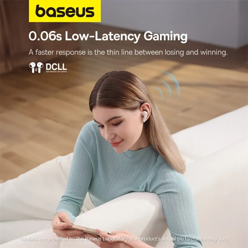 Baseus Bowie E12 earbuds low latency gaming mode 0.06s wireless audio performance