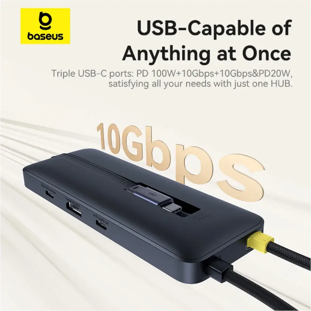 Baseus multiport USB C adapter for laptop connectivity