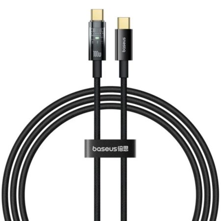 Baseus Explorer Charging Cable Type-c to Type-c 100W with Auto Shutdown 1m Cluster Black P10319703111-00