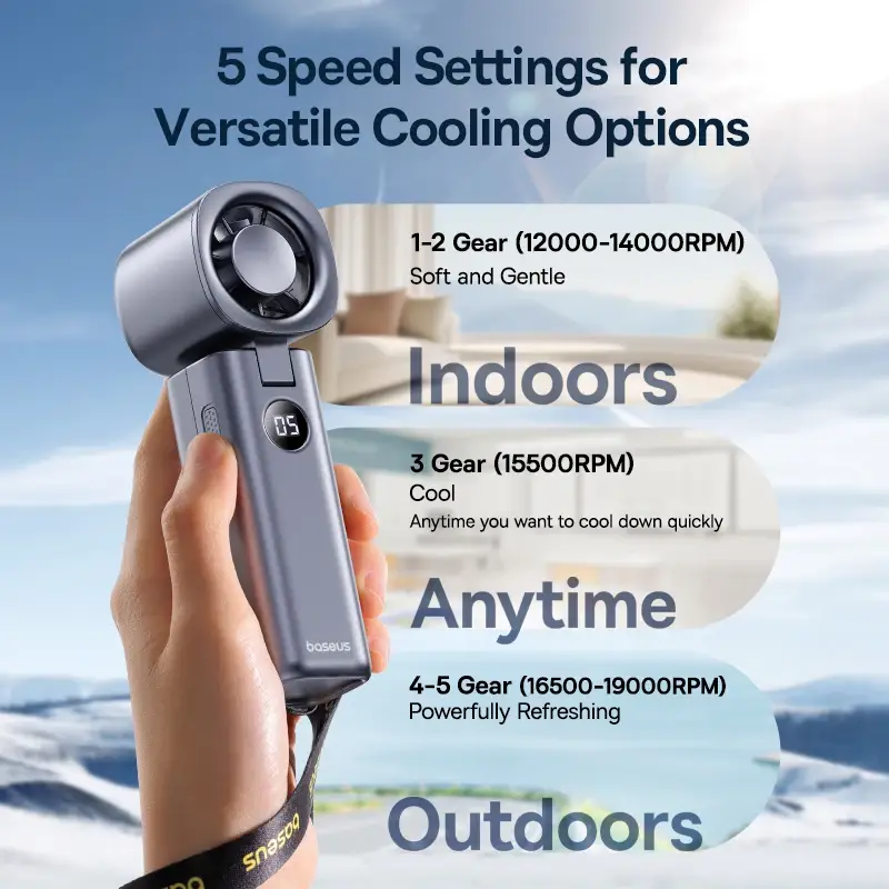Baseus GoTrip DT1 portable handheld fan travel outdoor use