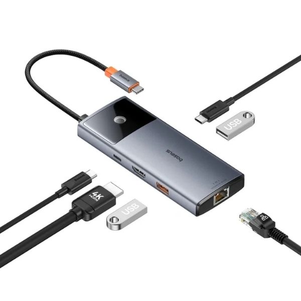 Baseus Metal Gleam Series II BS-OH099 6-in-1 USB-C Hub for Laptop Desk Setup with Powerful Charging